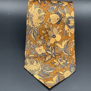 Pierre Balmain Floral Tie in Gold and Blue